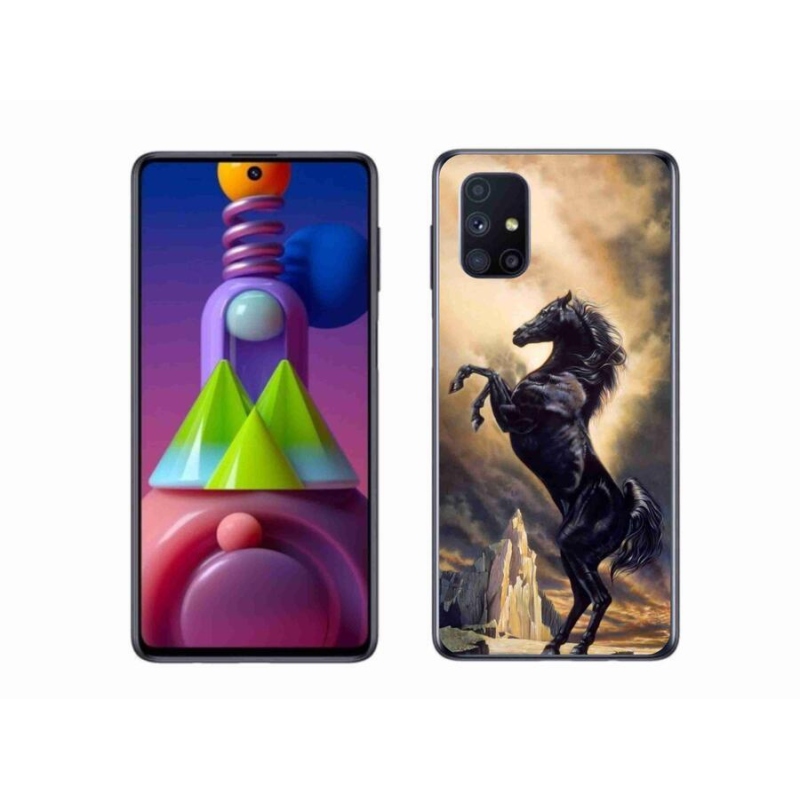 Gelový kryt mmCase na mobil Samsung Galaxy M51 - černý kreslený kůň
