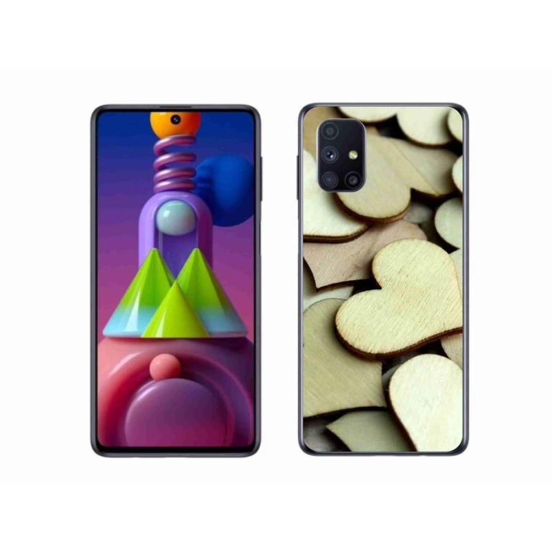 Gelový kryt mmCase na mobil Samsung Galaxy M51 - dřevěná srdíčka