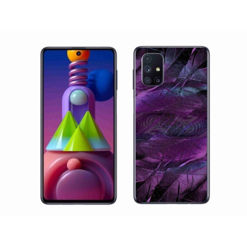 Gelový kryt mmCase na mobil Samsung Galaxy M51 - fialová pírka