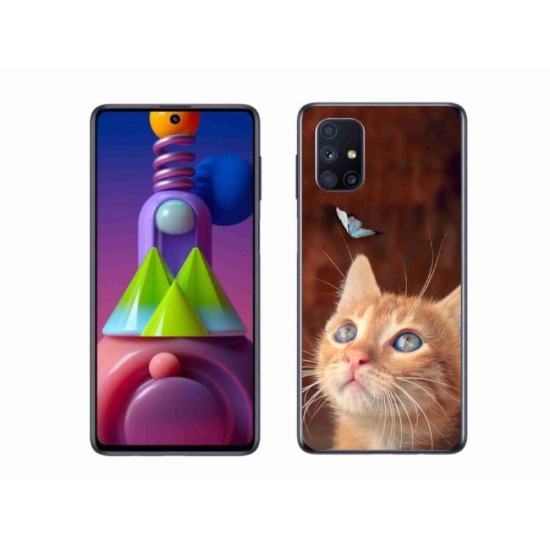 Gelový kryt mmCase na mobil Samsung Galaxy M51 - motýl a kotě