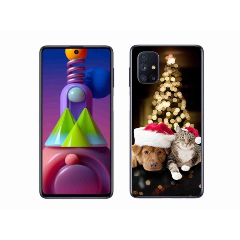 Gelový kryt mmCase na mobil Samsung Galaxy M51 - vánoční pes a kočka