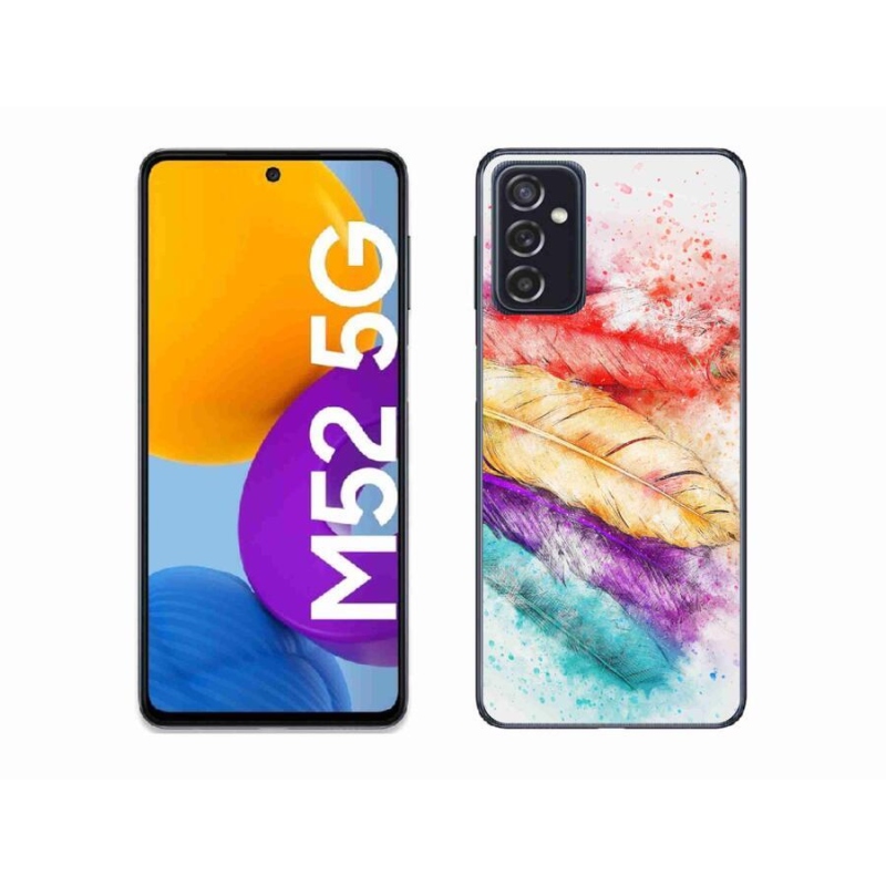 Gelový kryt mmCase na mobil Samsung Galaxy M52 5G - barevné peří