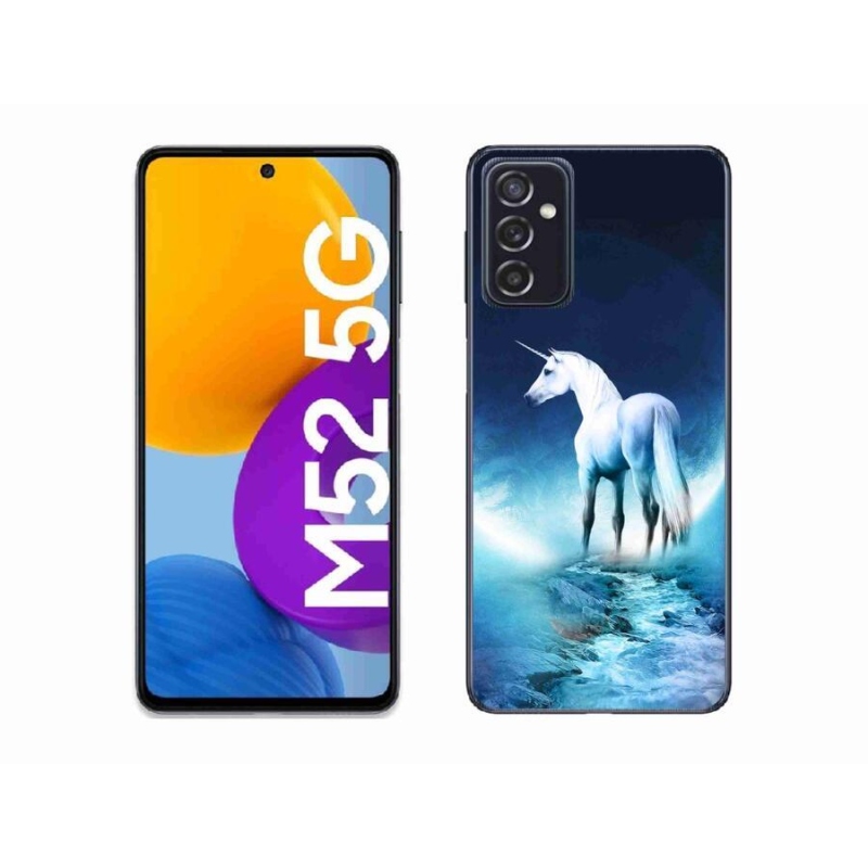 Gelový kryt mmCase na mobil Samsung Galaxy M52 5G - bílý jednorožec
