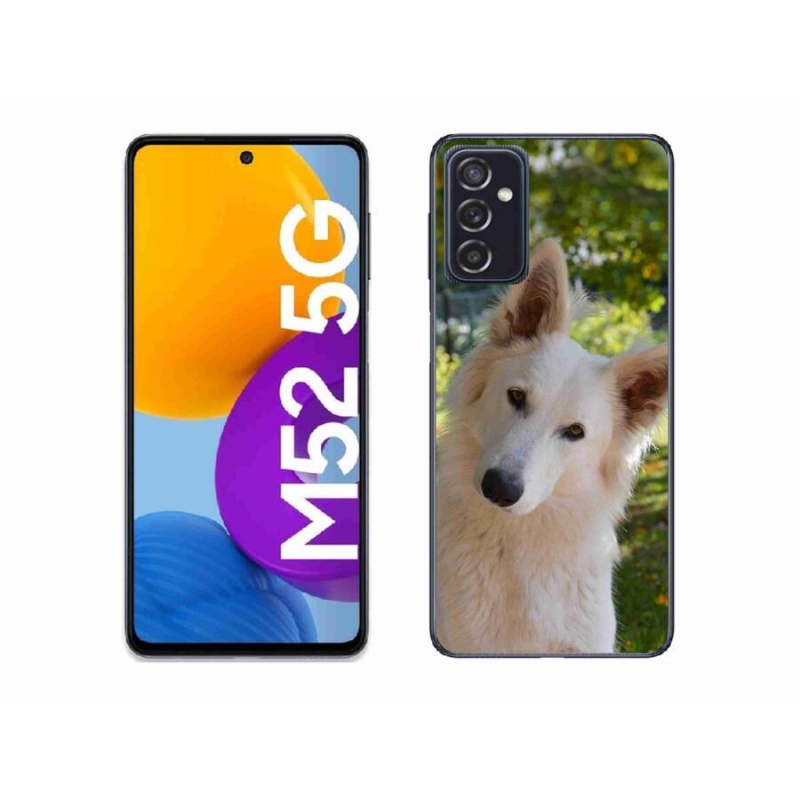 Gelový kryt mmCase na mobil Samsung Galaxy M52 5G - bílý švýcarský ovčák 1