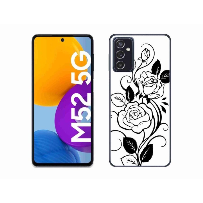 Gelový kryt mmCase na mobil Samsung Galaxy M52 5G - černobílá růže