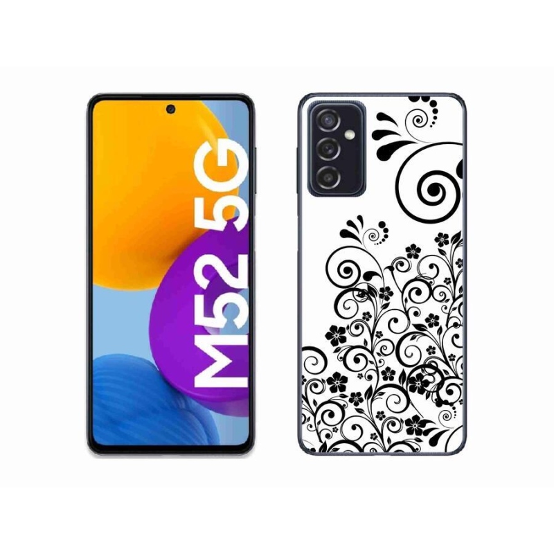 Gelový kryt mmCase na mobil Samsung Galaxy M52 5G - černobílé květinové vzory