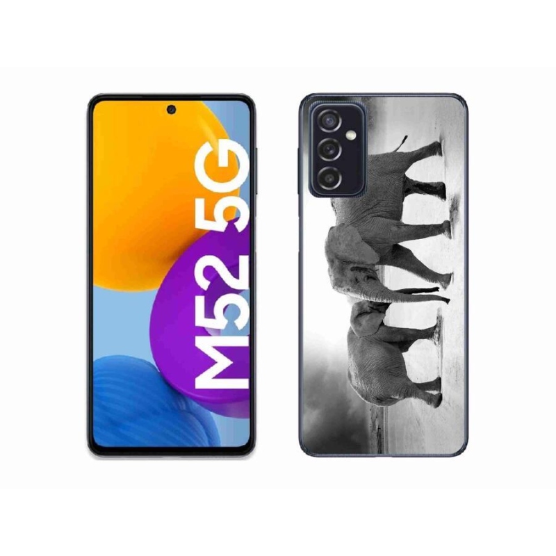 Gelový kryt mmCase na mobil Samsung Galaxy M52 5G - černobílí sloni
