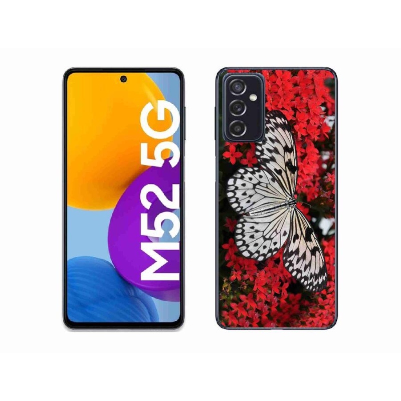 Gelový kryt mmCase na mobil Samsung Galaxy M52 5G - černobílý motýl 1