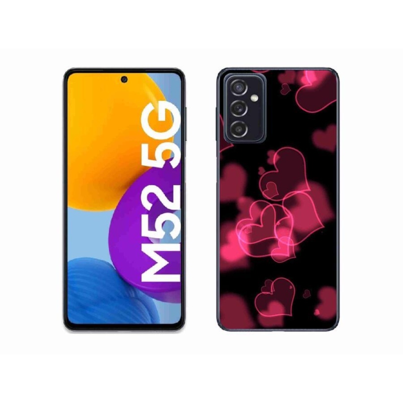 Gelový kryt mmCase na mobil Samsung Galaxy M52 5G - červená srdíčka