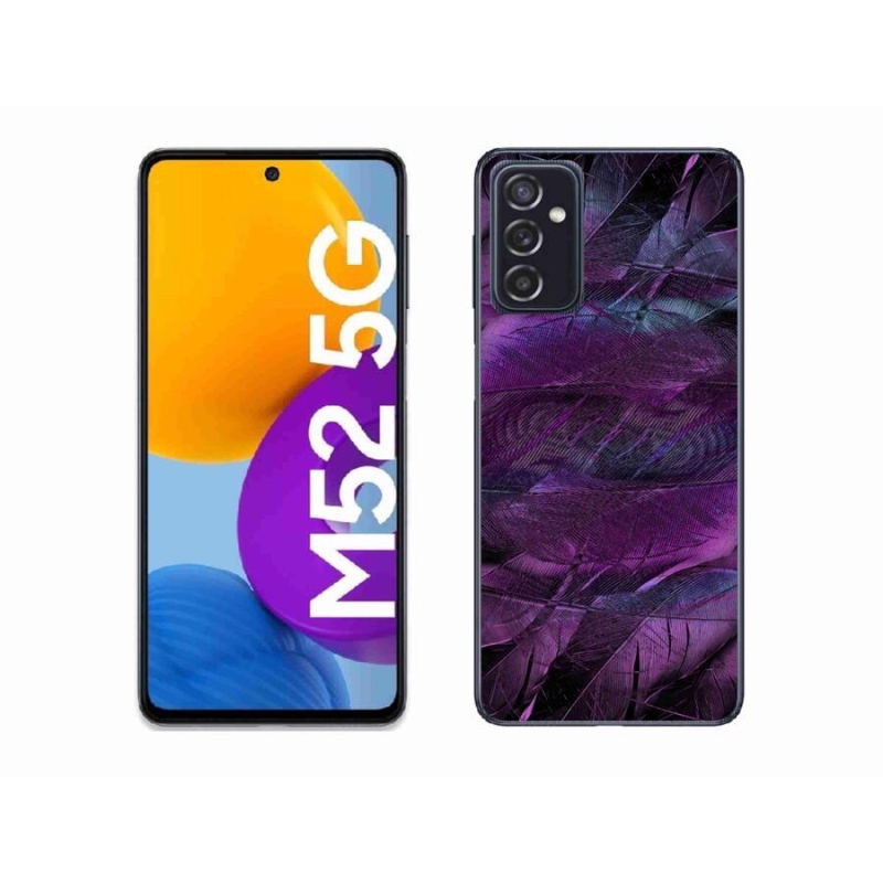 Gelový kryt mmCase na mobil Samsung Galaxy M52 5G - fialová pírka