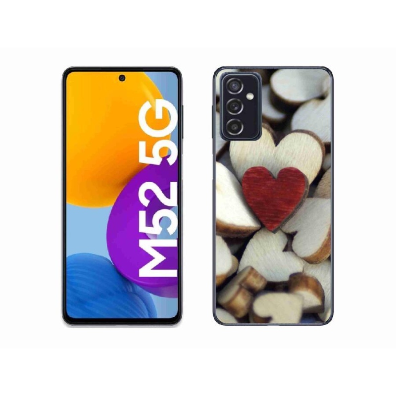 Gelový kryt mmCase na mobil Samsung Galaxy M52 5G - gravírované červené srdce