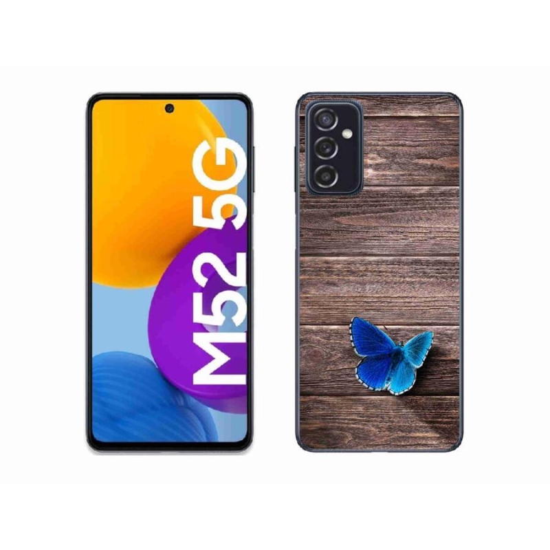 Gelový kryt mmCase na mobil Samsung Galaxy M52 5G - modrý motýl 1