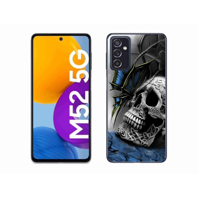 Gelový kryt mmCase na mobil Samsung Galaxy M52 5G - motýl a lebka