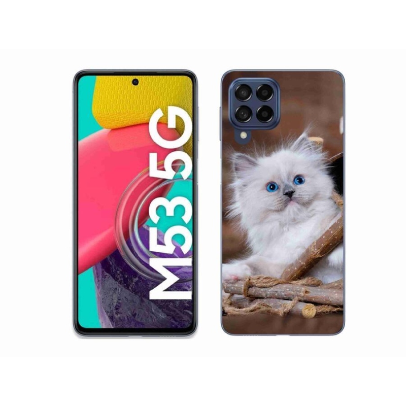 Gelový kryt mmCase na mobil Samsung Galaxy M53 5G - bílé kotě