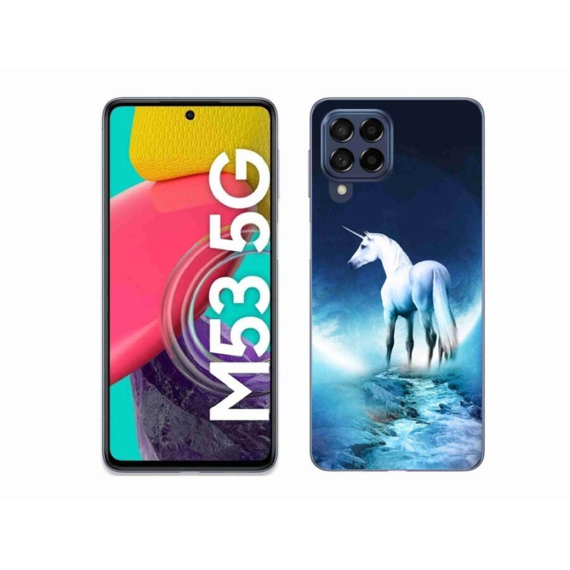 Gelový kryt mmCase na mobil Samsung Galaxy M53 5G - bílý jednorožec