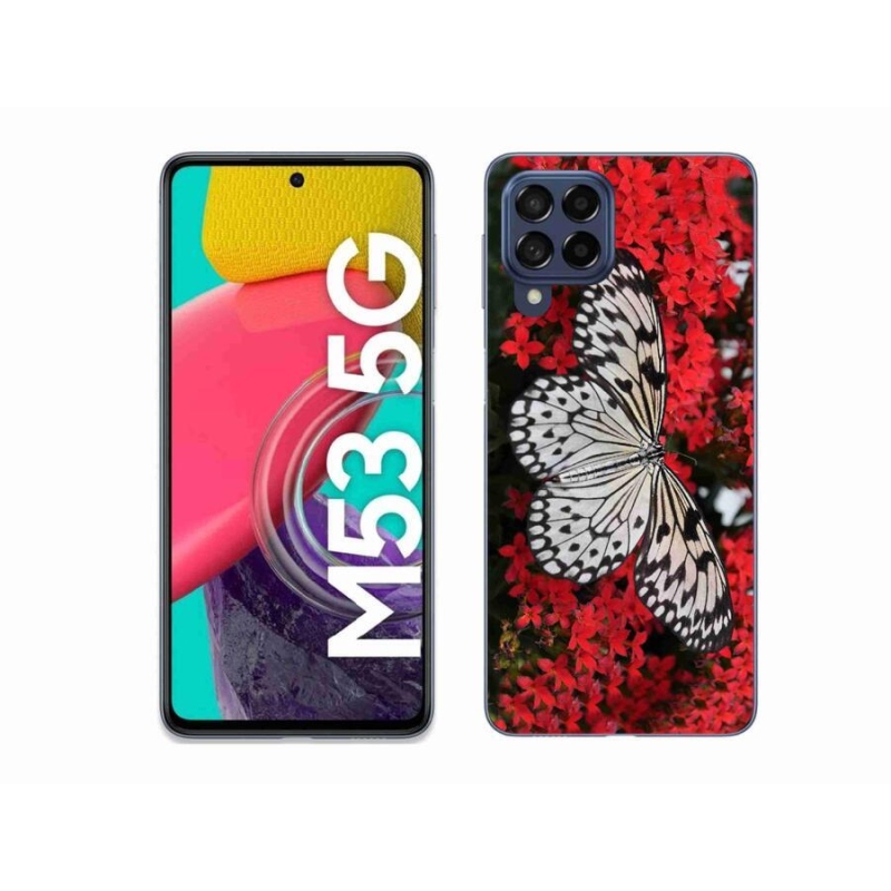 Gelový kryt mmCase na mobil Samsung Galaxy M53 5G - černobílý motýl 1