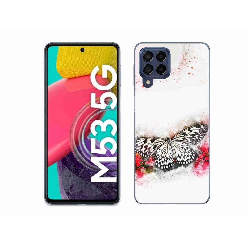 Gelový kryt mmCase na mobil Samsung Galaxy M53 5G - černobílý motýl