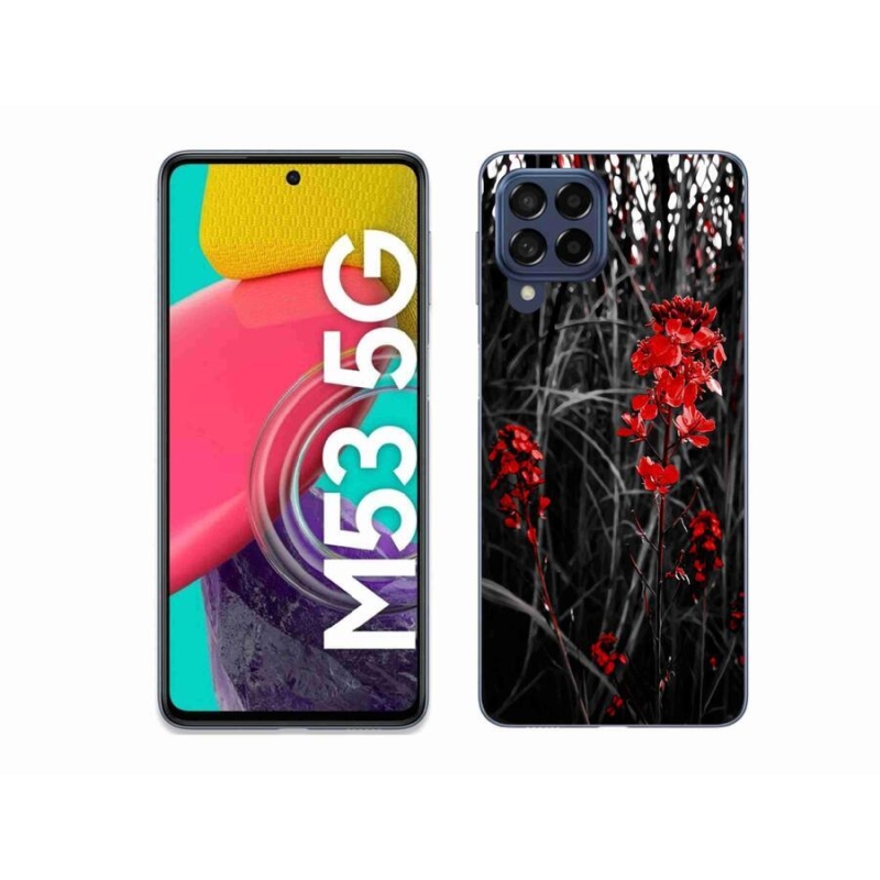 Gelový kryt mmCase na mobil Samsung Galaxy M53 5G - červená rostlina