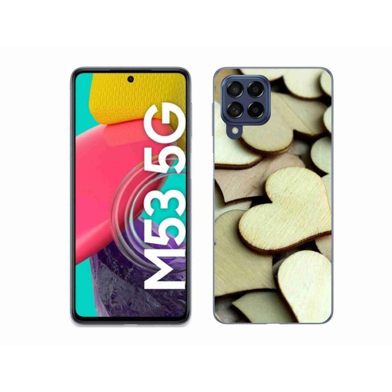 Gelový kryt mmCase na mobil Samsung Galaxy M53 5G - dřevěná srdíčka