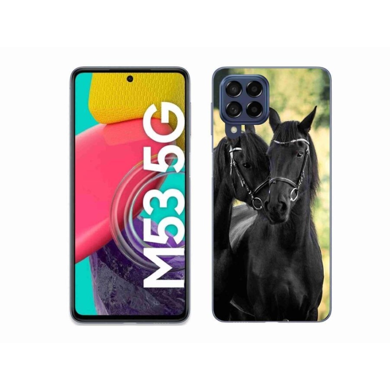 Gelový kryt mmCase na mobil Samsung Galaxy M53 5G - dva černí koně