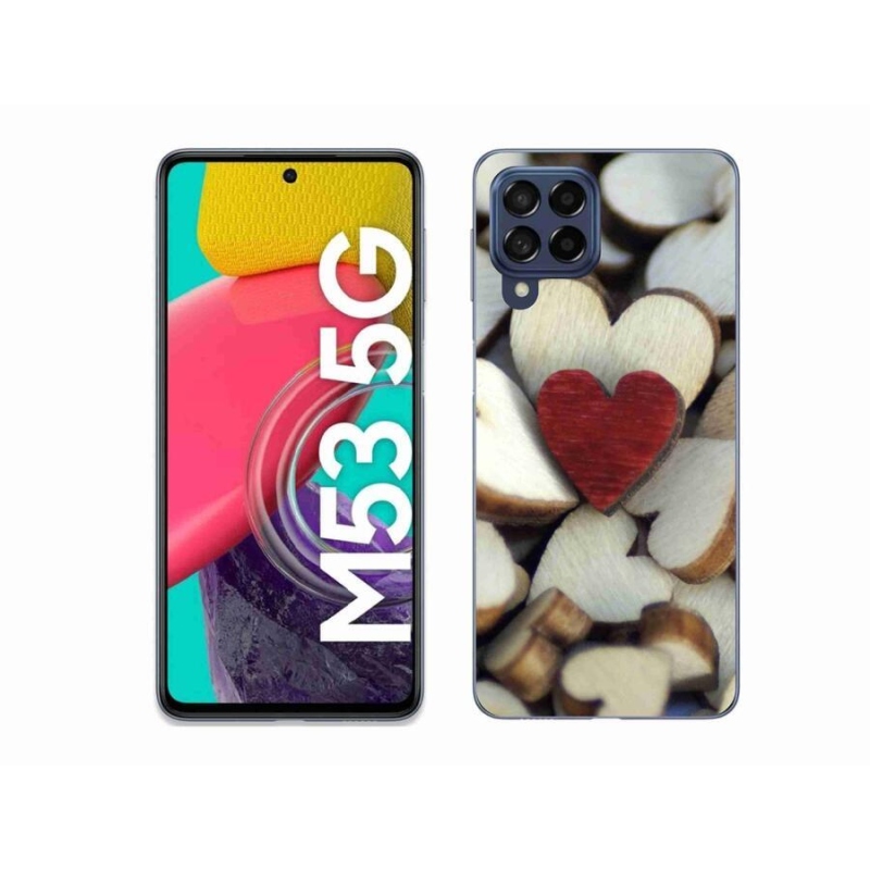 Gelový kryt mmCase na mobil Samsung Galaxy M53 5G - gravírované červené srdce