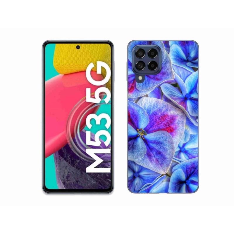 Gelový kryt mmCase na mobil Samsung Galaxy M53 5G - modré květy 1