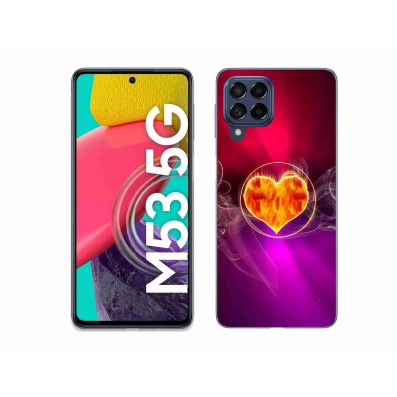 Gelový kryt mmCase na mobil Samsung Galaxy M53 5G - ohnivé srdce