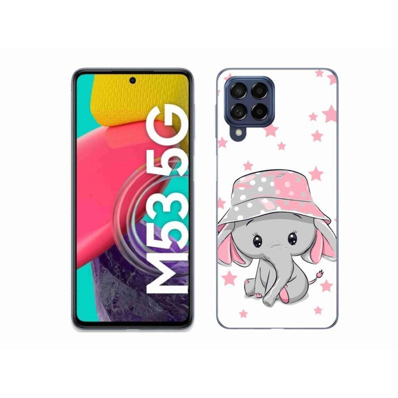 Gelový kryt mmCase na mobil Samsung Galaxy M53 5G - růžový slon