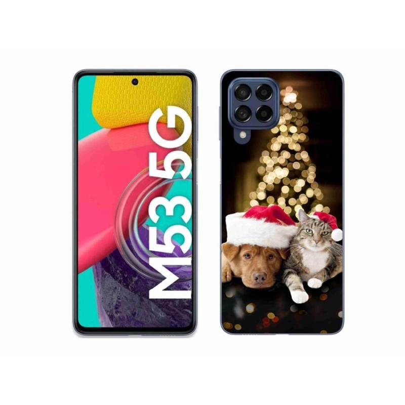 Gelový kryt mmCase na mobil Samsung Galaxy M53 5G - vánoční pes a kočka