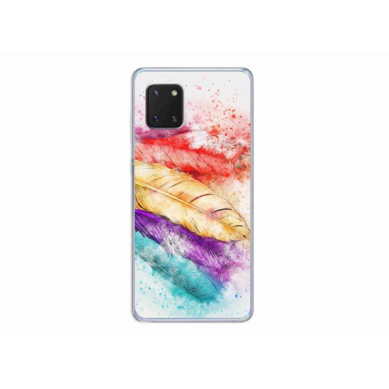 Gelový kryt mmCase na mobil Samsung Galaxy Note 10 Lite - barevné peří