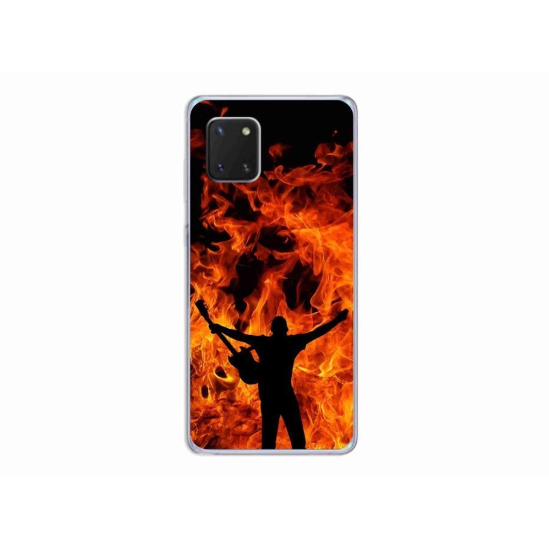 Gelový kryt mmCase na mobil Samsung Galaxy Note 10 Lite - muzikant a oheň