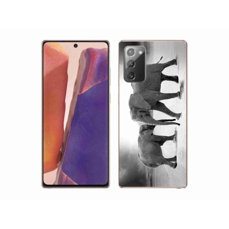 Gelový kryt mmCase na mobil Samsung Galaxy Note 20/Note 20 5G - černobílí sloni