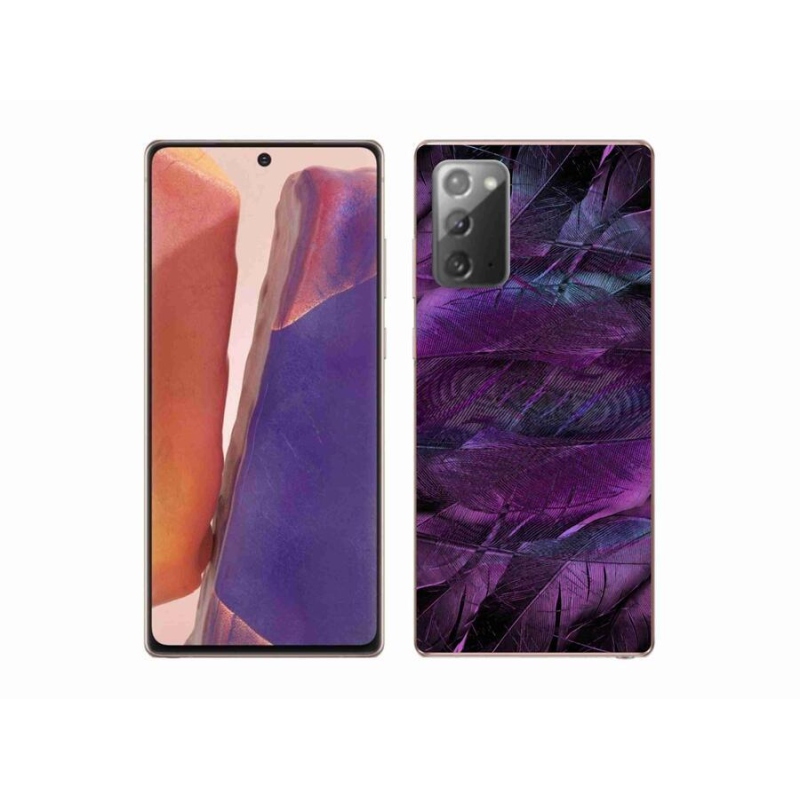 Gelový kryt mmCase na mobil Samsung Galaxy Note 20/Note 20 5G - fialová pírka