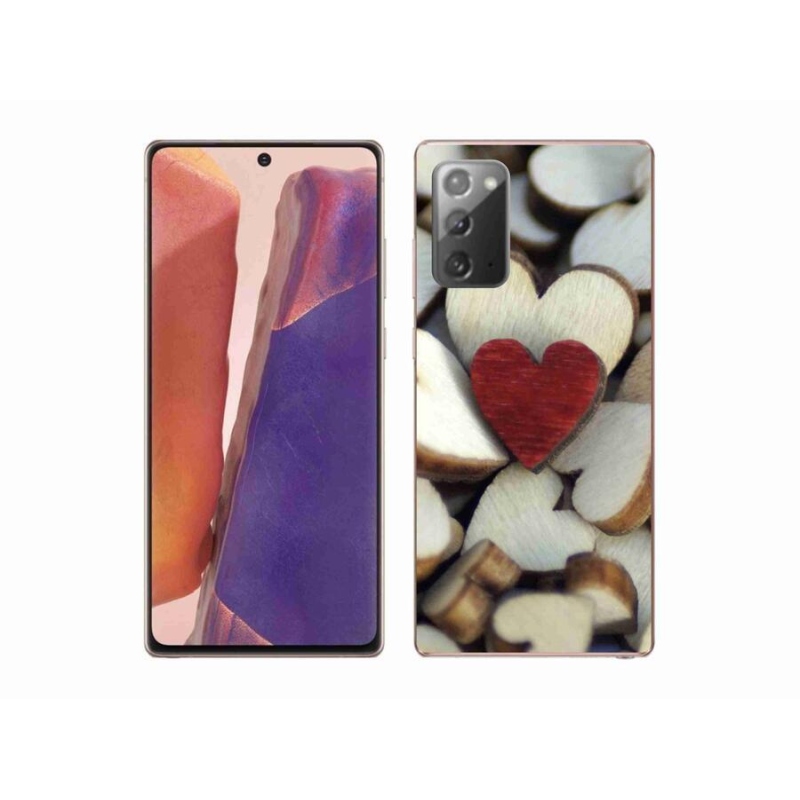 Gelový kryt mmCase na mobil Samsung Galaxy Note 20/Note 20 5G - gravírované červené srdce