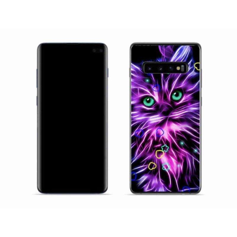 Gelový kryt mmCase na mobil Samsung Galaxy S10 - abstraktní kočka