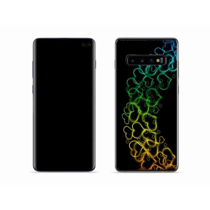 Gelový kryt mmCase na mobil Samsung Galaxy S10 - barevná srdíčka