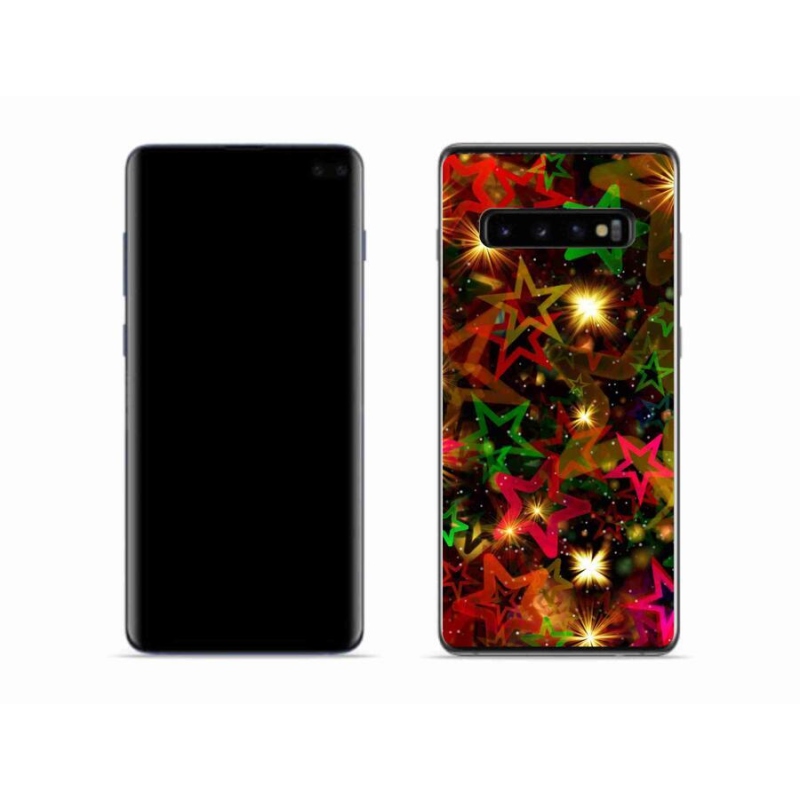 Gelový kryt mmCase na mobil Samsung Galaxy S10 - barevné hvězdičky