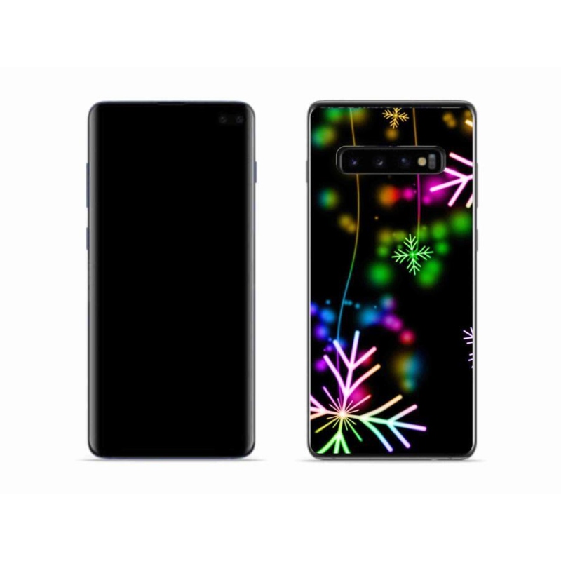 Gelový kryt mmCase na mobil Samsung Galaxy S10 - barevné vločky