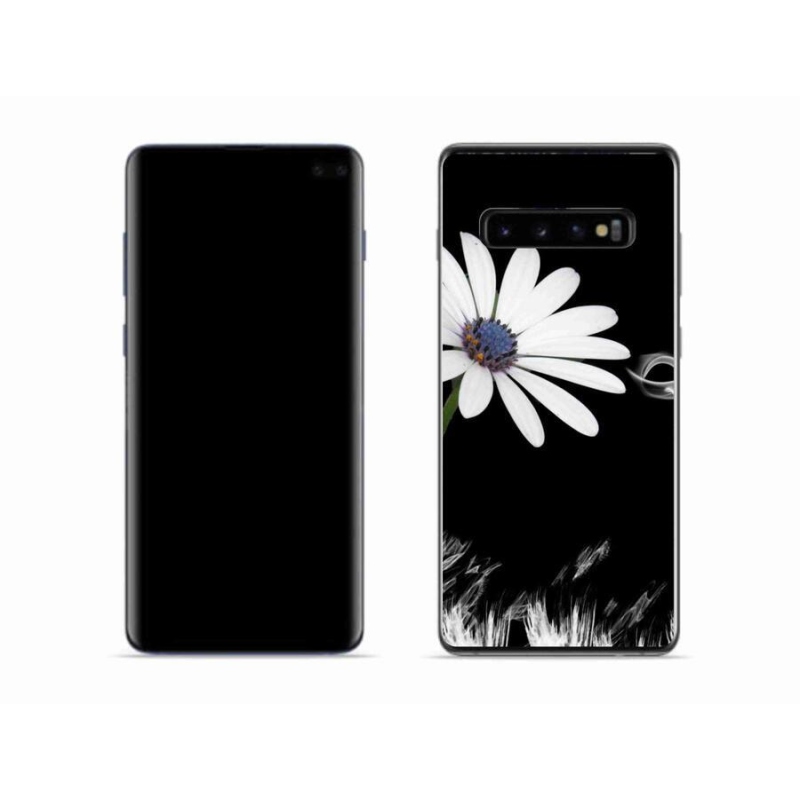 Gelový kryt mmCase na mobil Samsung Galaxy S10 - bílá květina