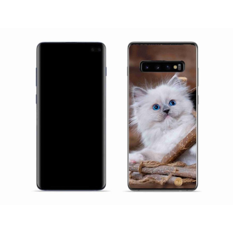 Gelový kryt mmCase na mobil Samsung Galaxy S10 - bílé kotě