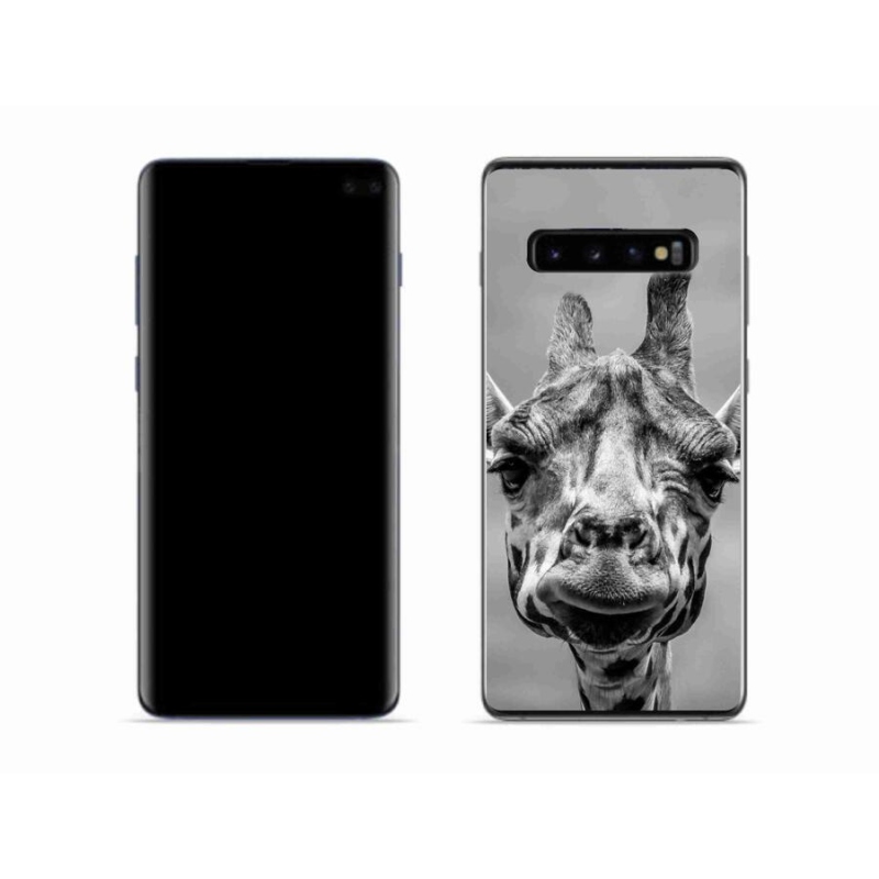 Gelový kryt mmCase na mobil Samsung Galaxy S10 - černobílá žirafa