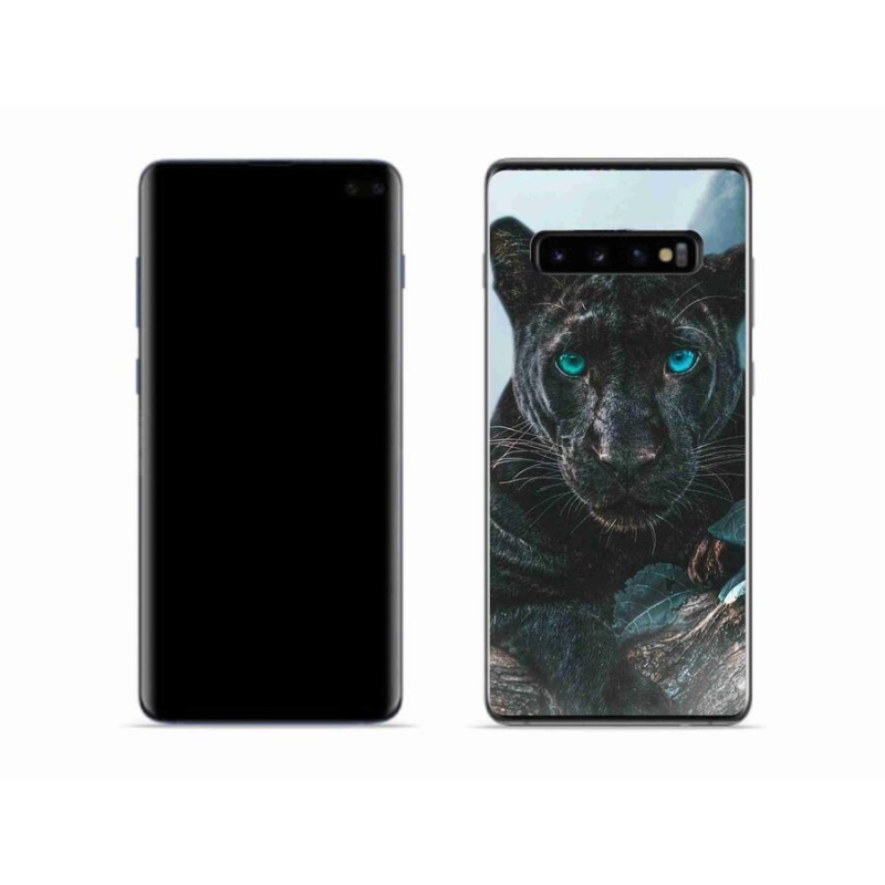 Gelový kryt mmCase na mobil Samsung Galaxy S10 - černý panter