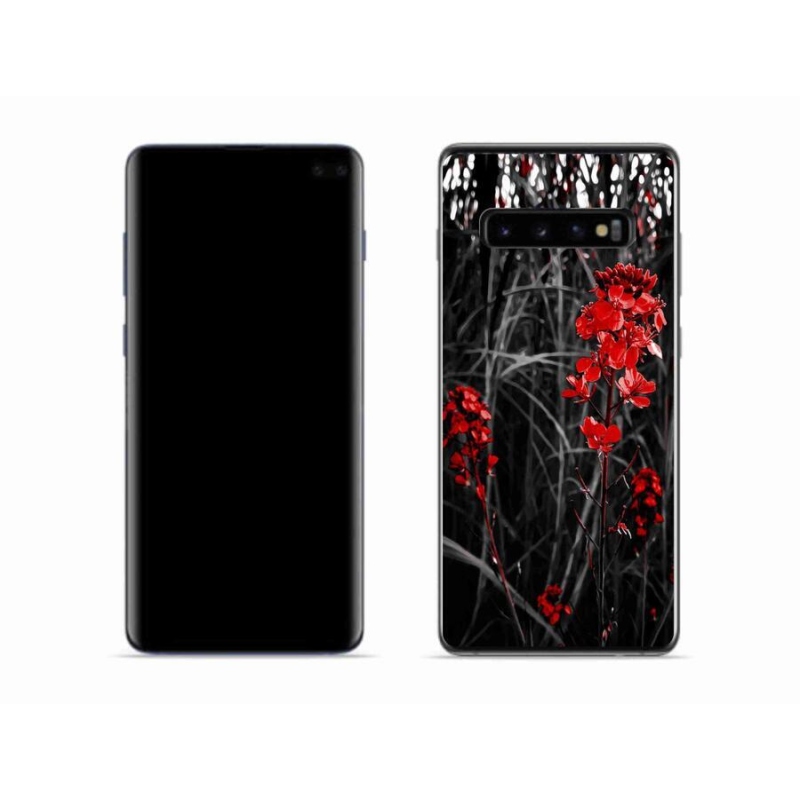 Gelový kryt mmCase na mobil Samsung Galaxy S10 - červená rostlina