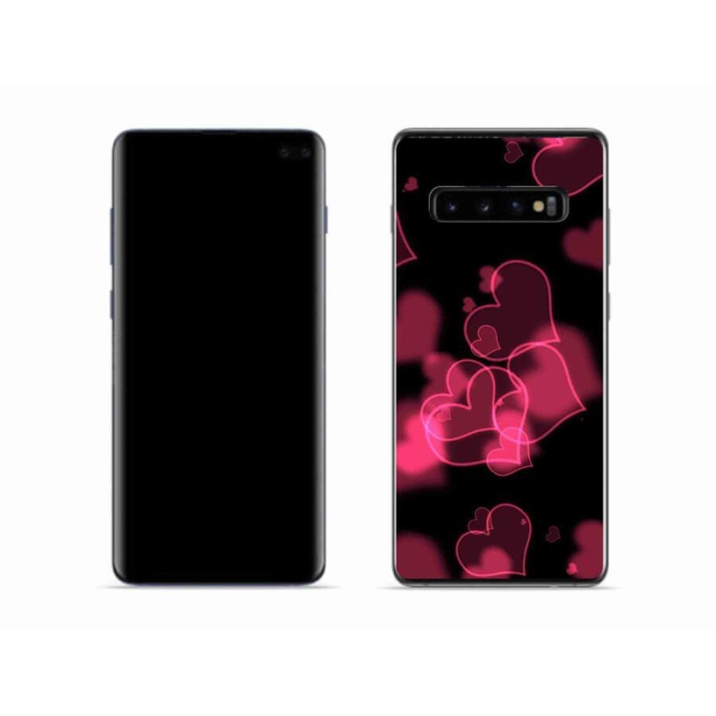 Gelový kryt mmCase na mobil Samsung Galaxy S10 - červená srdíčka