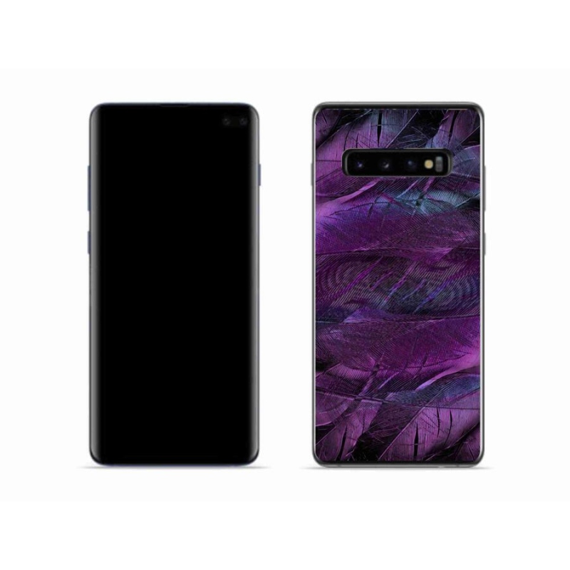 Gelový kryt mmCase na mobil Samsung Galaxy S10 - fialová pírka