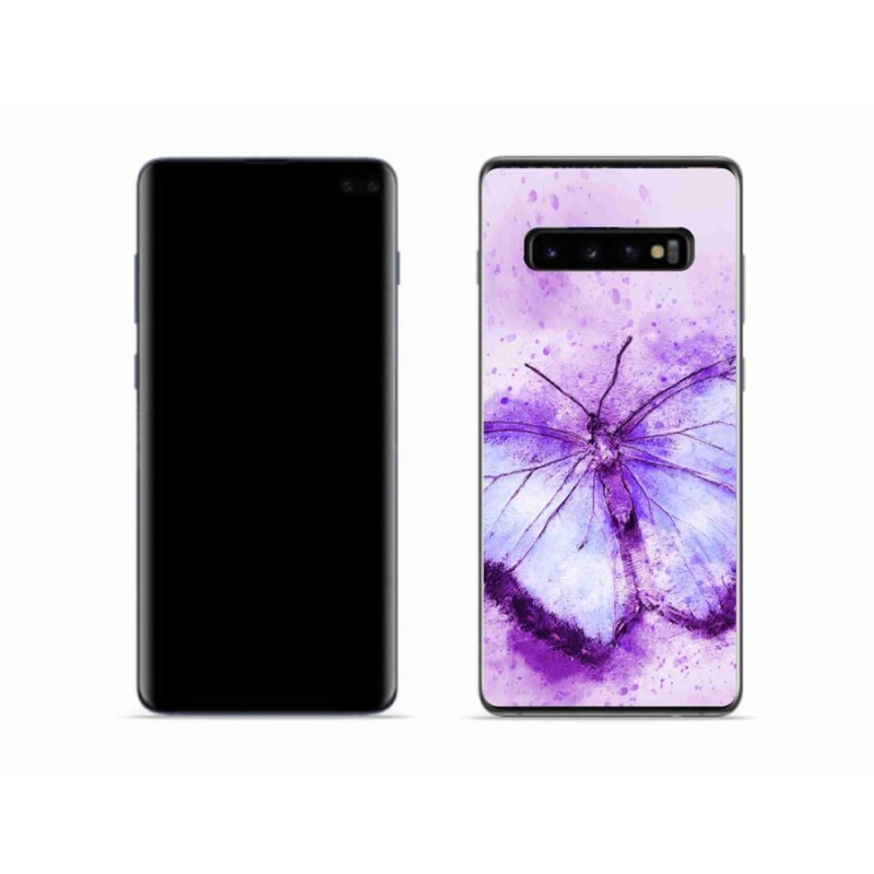 Gelový kryt mmCase na mobil Samsung Galaxy S10 - fialový motýl