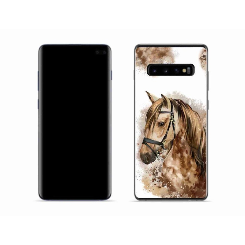 Gelový kryt mmCase na mobil Samsung Galaxy S10 - hnědý kreslený kůň