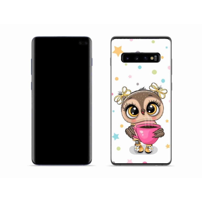 Gelový kryt mmCase na mobil Samsung Galaxy S10 - kreslená sovička