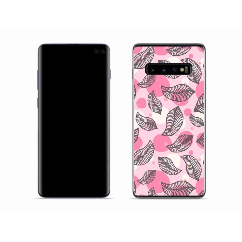 Gelový kryt mmCase na mobil Samsung Galaxy S10 - kreslené padající listy