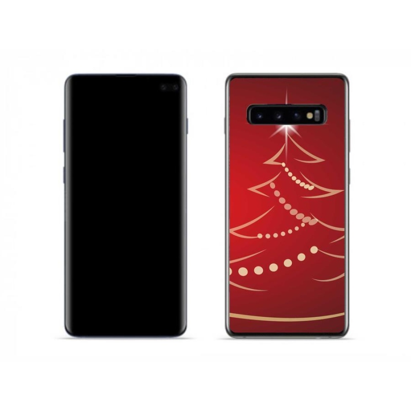 Gelový kryt mmCase na mobil Samsung Galaxy S10 - kreslený vánoční stromek
